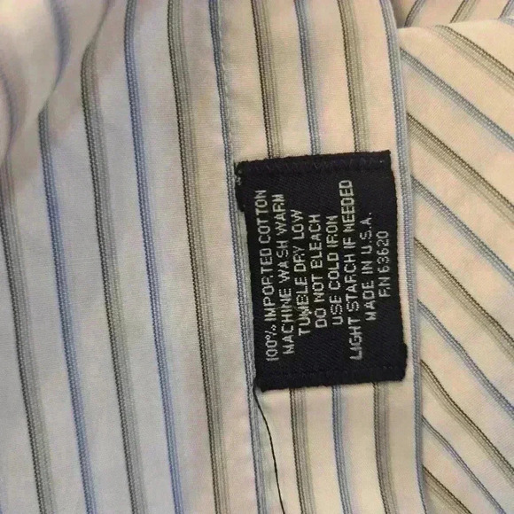Burberrys Of London Mens Striped Button Down Dress Shirt Blue White Size 15R - Picture 8 of 8